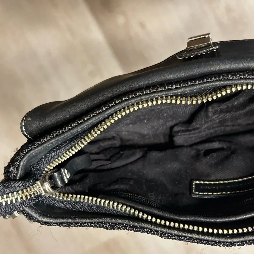Antonio Melani Black Mini Shoulder Bag with Silver Accents
